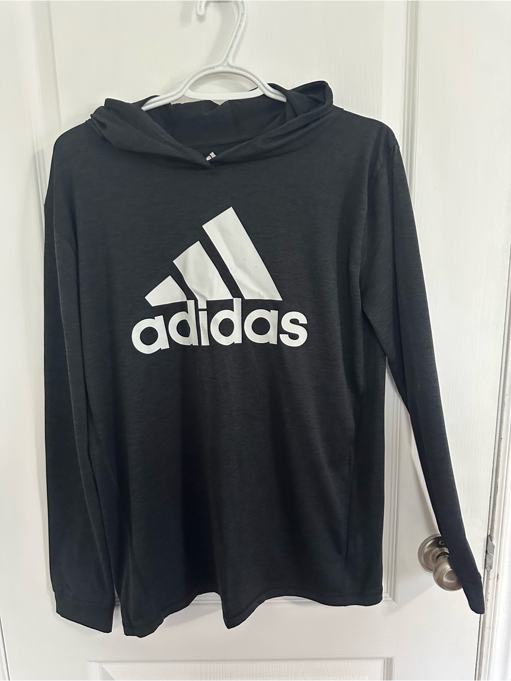 adidas Black Hoodie with White Logo Front